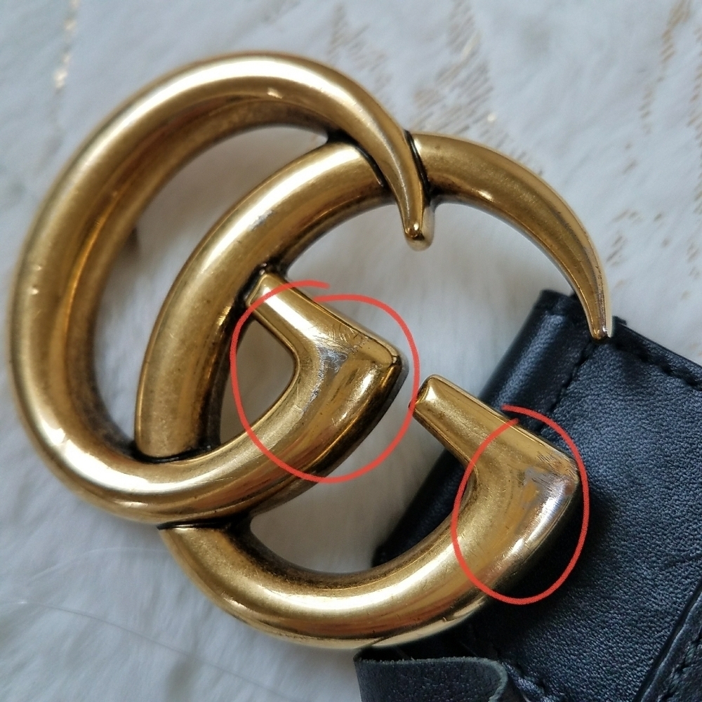 AUTHENTIC GUCCI MARMONT BLACK LEATHER BRASS BUCKLE - Picture 10 of 10
